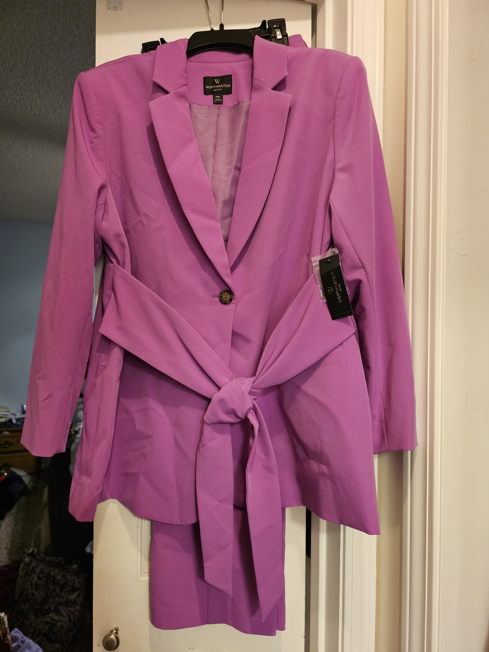 Worthington Lilac Tie-Waist Blazer